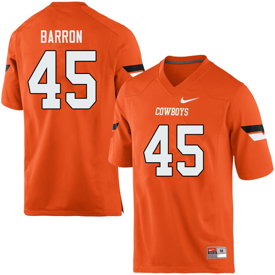 Men #45 Blake Barron Oklahoma State Cowboys College Football Jerseys Sale-Orange